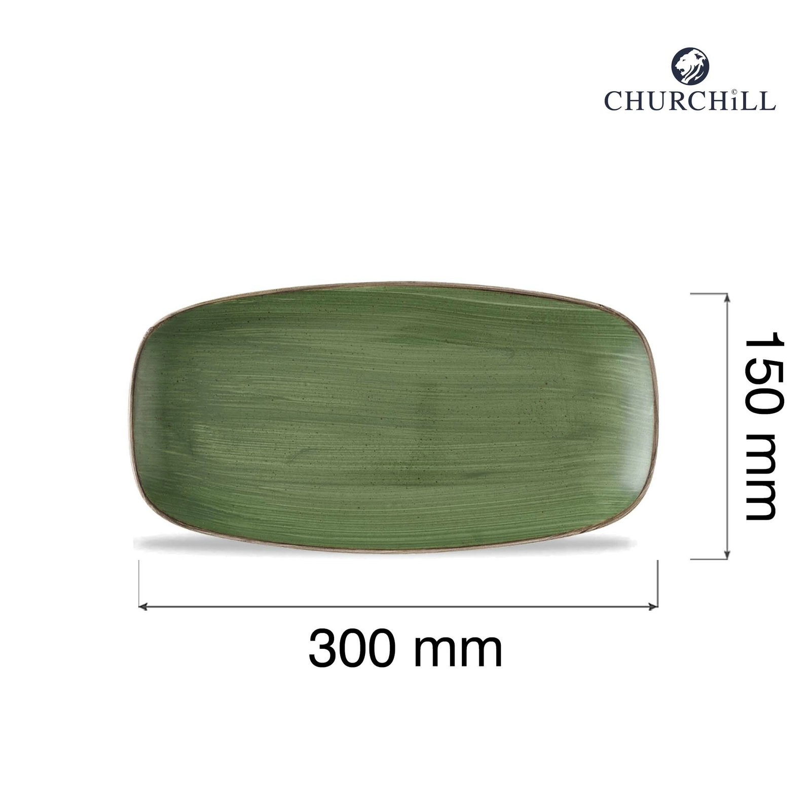 Talerz prostokątny, 300×150 mm, zielony | CHURCHILL, Stonecast Sorrel Green