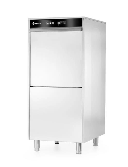 Zmywarka do garnków i tac 500x600 mm, sterowana elektronicznie, z dozownikiem detergentu i pompą spustową, 400 V, 7,1 kW, 595x777x1335 mm | HENDI, 236574