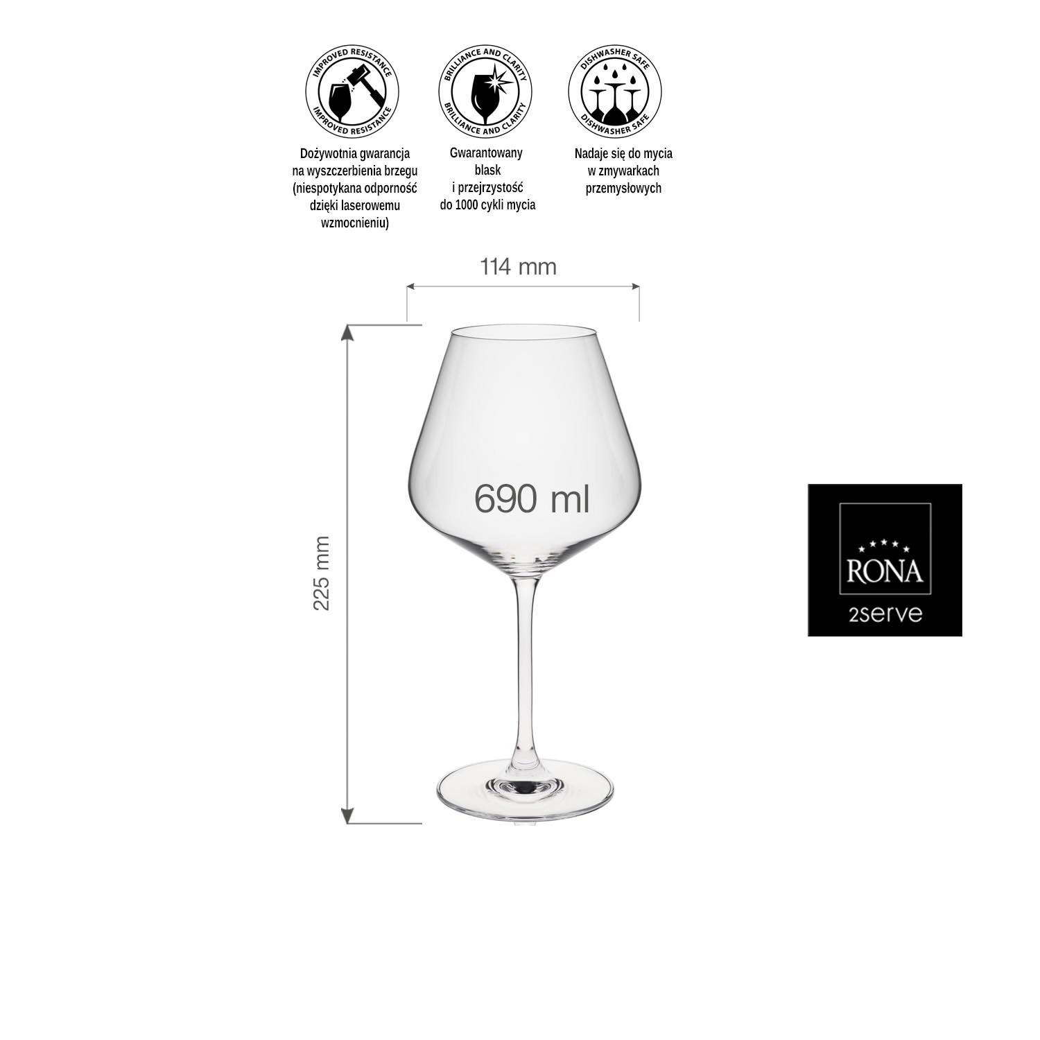 Kieliszek do wina burgund, 690 ml | RONA, Le Vin