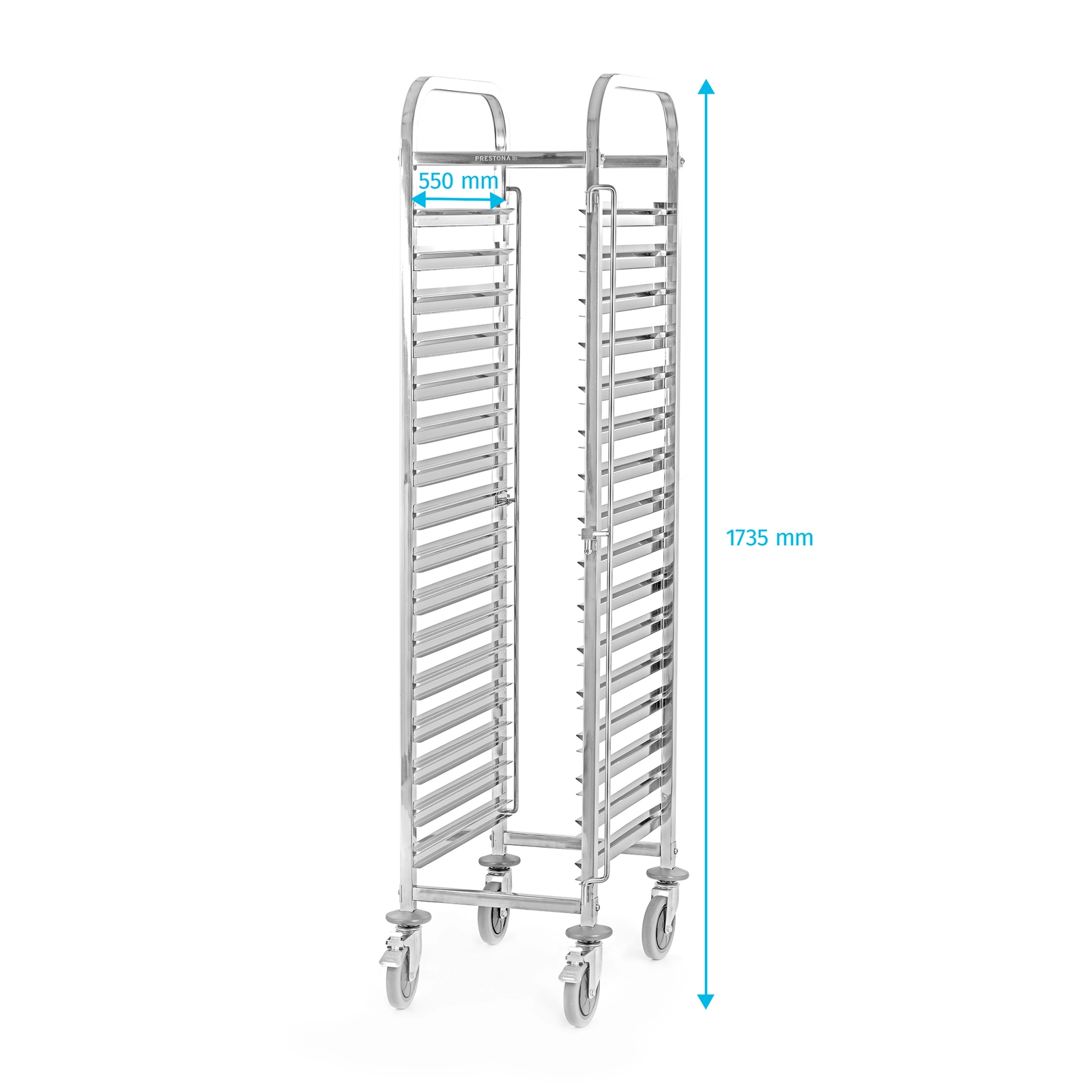 Wózek transportowy ze stali nierdzewnej na 16xGN 1/1, 380x550x1735 mm | PRESTONA, 810181