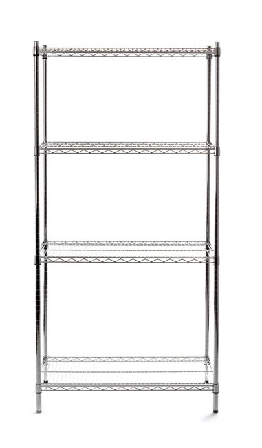 Regał magazynowy 4-półkowy ze stali chromowanej, 910x455x1830 mm | HENDI, 812259