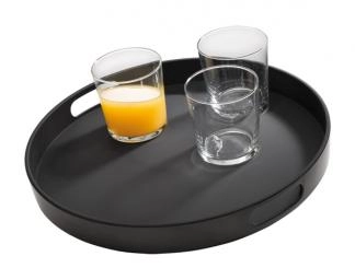 Taca okrągła z melaminy z uchwytami Ø355 mm, czarna | APS, Bistro
