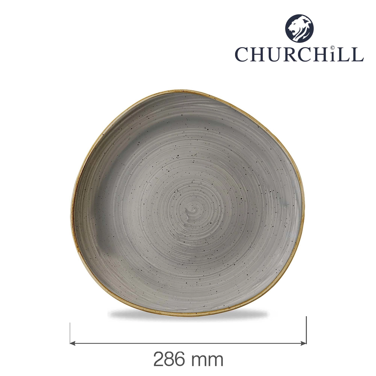Talerz płytki o organicznym kształcie, Ø286 mm | CHURCHILL, Stonecast Peppercorn Grey