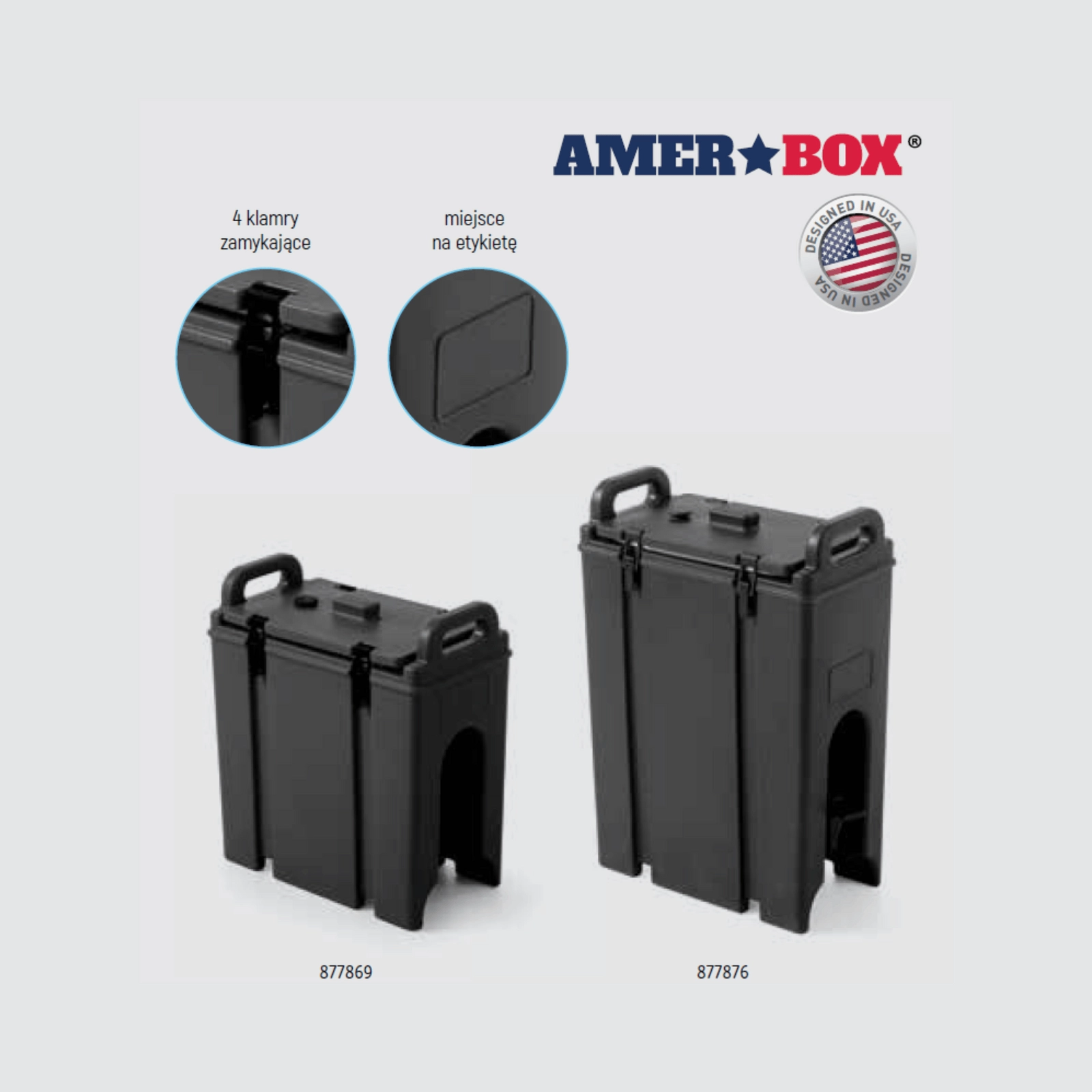Termos do napojów, 18 l, 230×420×620 mm, czarny | AMERBOX, ABX019