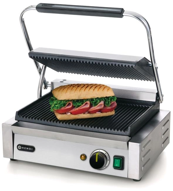 Grill kontaktowy, ryflowany, 2,2 kW, 230 V, 432×396×214 mm | HENDI, Panini