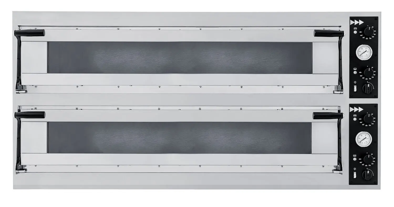 Piec do pizzy 2-komorowy, 20,4 kW, 400 V, 1500x964x745 mm | PRISMAFOOD, Trays 66L Glass