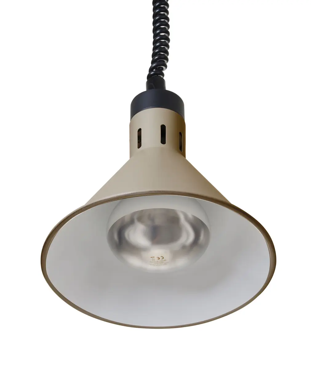 Lampa do podgrzewania potraw, wisząca stożkowa, beżowa, 0,25 kW, 230 V, ⌀275×250 mm | HENDI, 273777