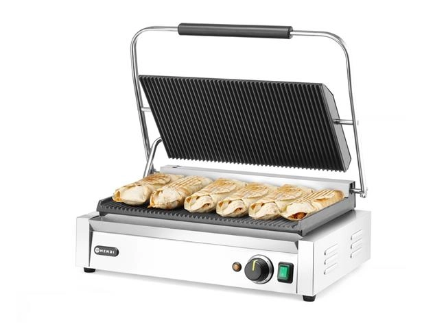 Grill kontaktowy, ryflowany, 2,7 kW, 230 V, 548×464×231 mm | HENDI, Panini XL