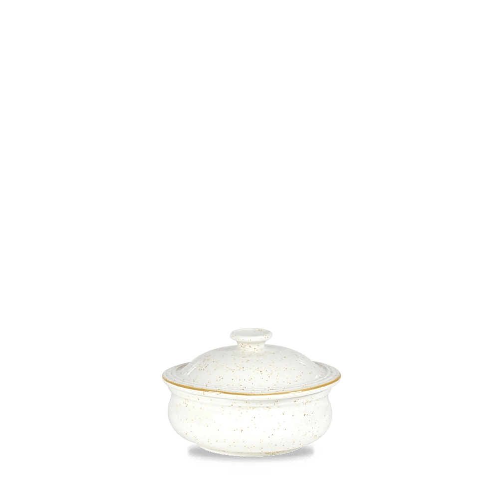 Garnek z pokrywką, Ø140 mm, 430 ml | CHURCHILL, Stonecast Barley White