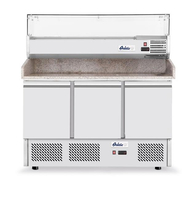Stół chłodniczy do pizzy 3-drzwiowy z nadstawą i blatem granitowym, 254 l, 230V, 0,4 kW, 1400x700x1491 mm | ARKTIC, 232033