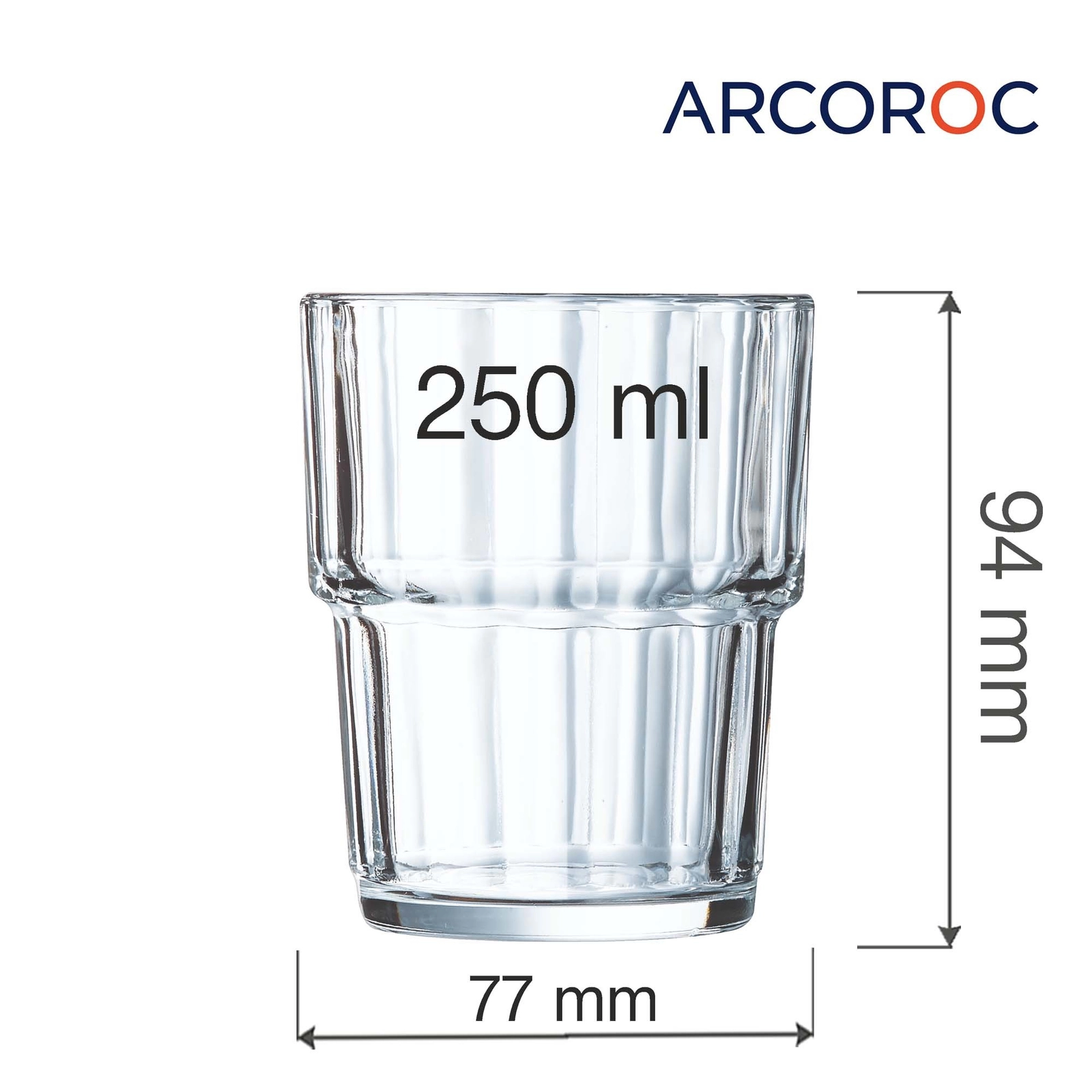 Szklanka niska Ø77 mm, 250 ml | ARCOROC, Norvege