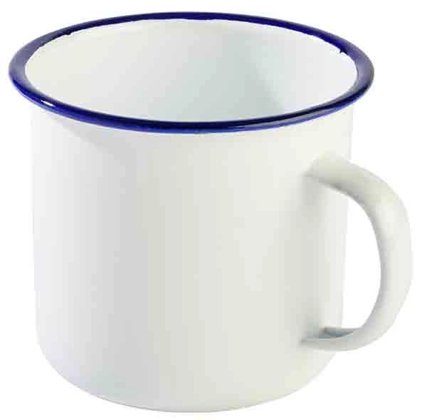 Kubek emaliowany 0,5 l biało-niebieski ze stali emaliowanej | APS, Enamelware