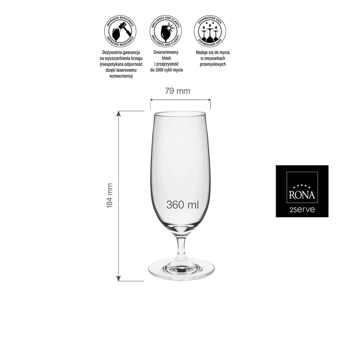 Kieliszek/pokal do piwa, 360 ml | RONA, Edition