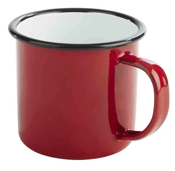 Kubek emaliowany 0,35 l czerwono-czarny ze stali emaliowanej | APS, Enamelware