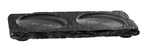 Podstawka z kamienia łupkowego pod 2 przyprawniki 150x80 mm | APS, 00971