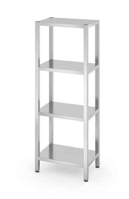 Regał magazynowy z 4 półkami pełnymi, skręcany, ze stali nierdzewnej, 600x400x1800 mm | HENDI, Kitchen Line