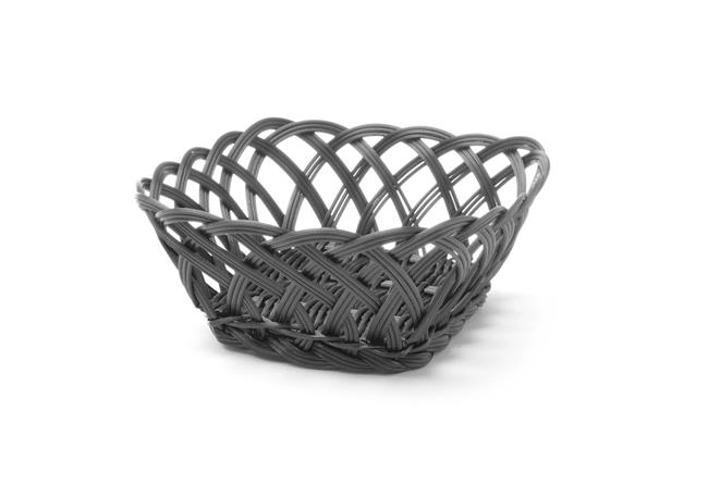 Koszyk pleciony, kwadratowy, 190x190x80 mm, czarny | HENDI, 426227