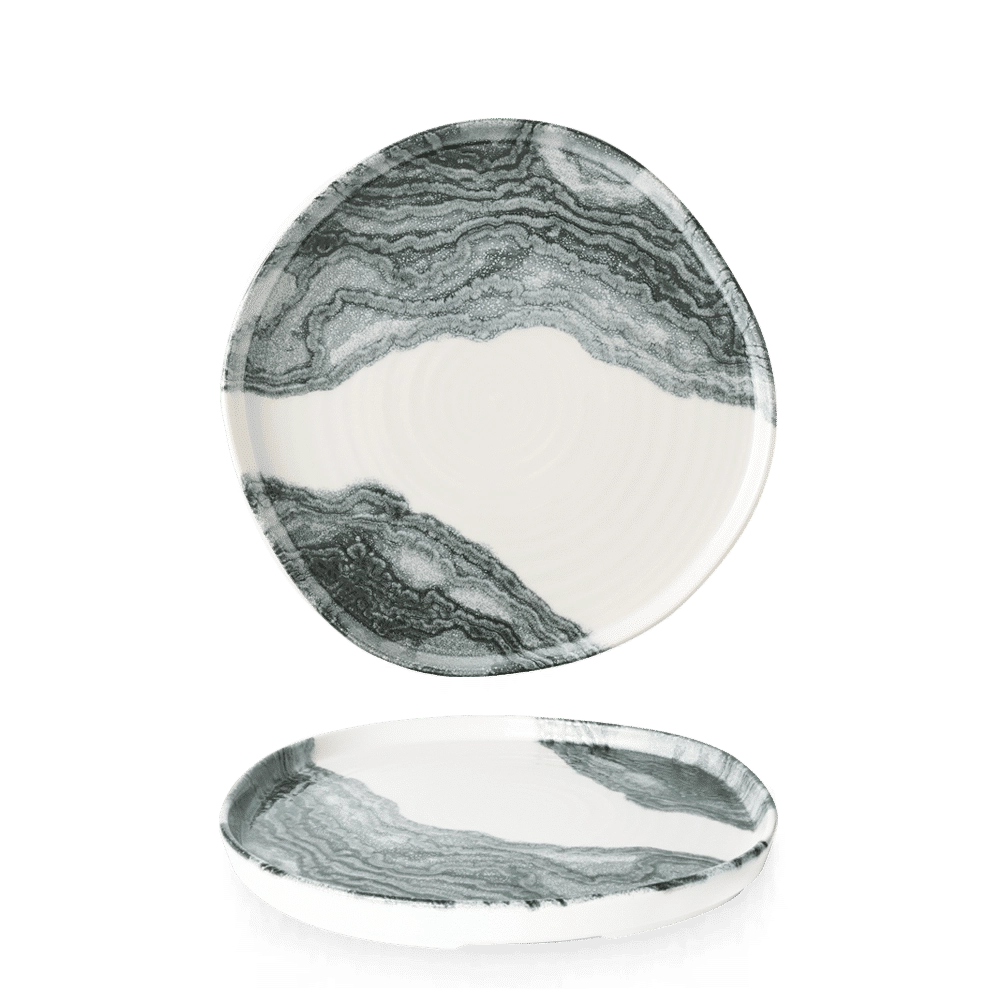 Talerz organiczny z rantem, Ø210 mm, kremowy | CHURCHILL, Tide Black