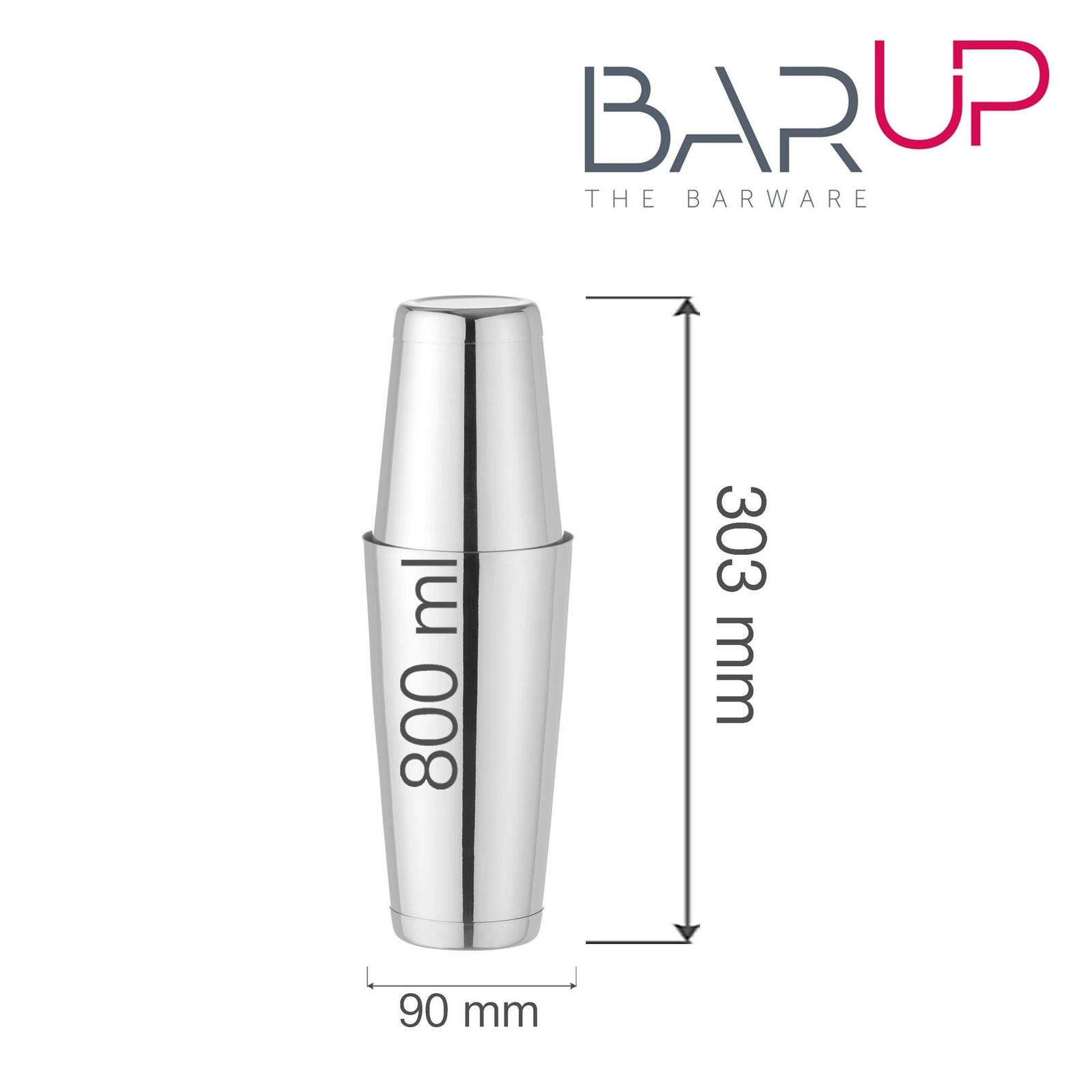 Shaker bostoński Tin-on-Tin, 0,8 l, Ø90×303 mm, srebrny | BAR UP, 596401