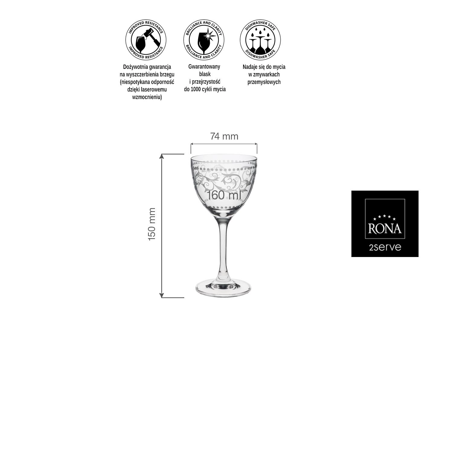 Kieliszek koktajlowy, 160 ml | RONA, Classic Cocktails Vintage