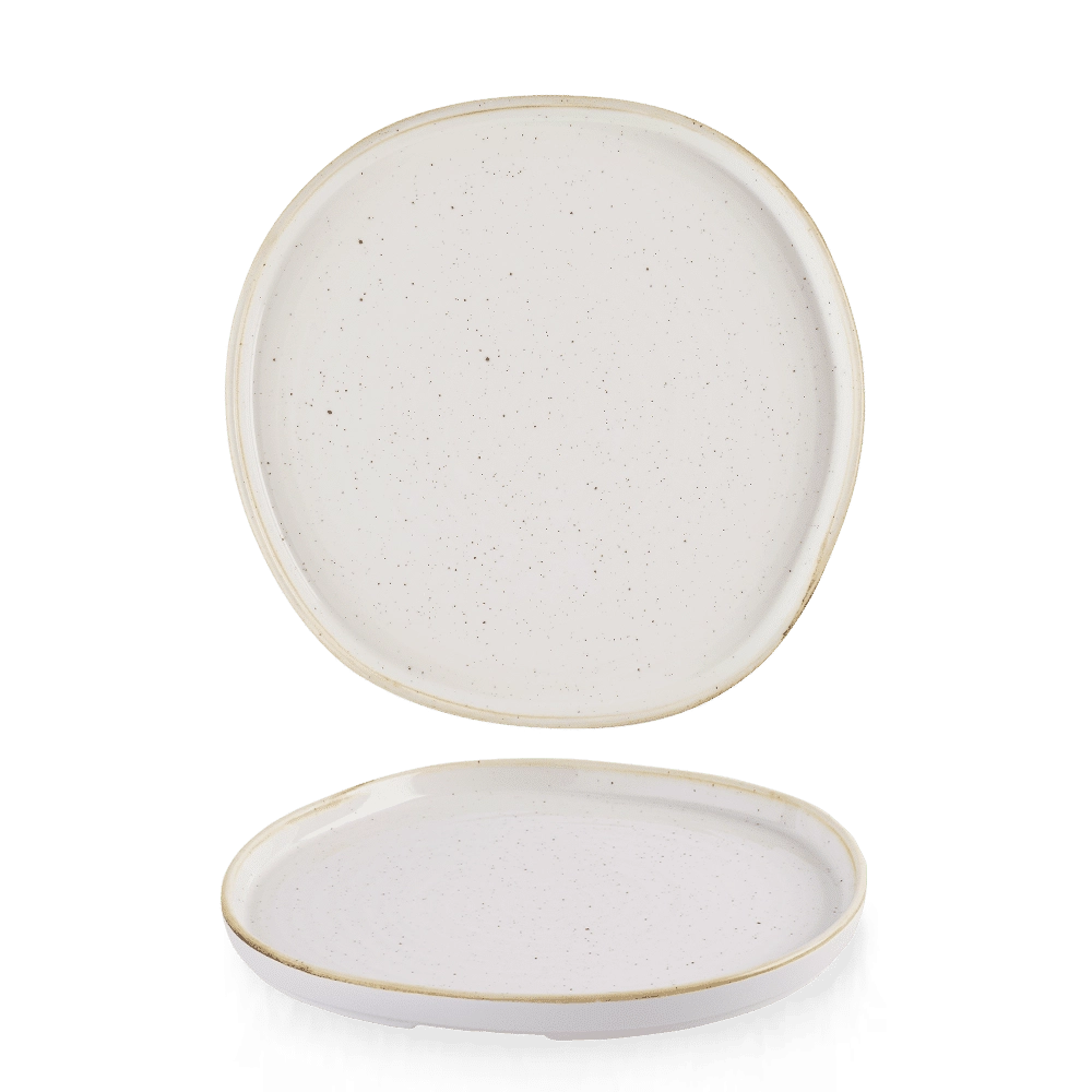 Talerz z wysokim rantem o organicznym kształcie, Ø260 mm | CHURCHILL, Stonecast Barley White