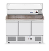 Stół chłodniczy do pizzy 3-drzwiowy z nadstawą i blatem granitowym, 254 l, 230V, 0,4 kW, 1400x700x1491 mm | ARKTIC, 232033