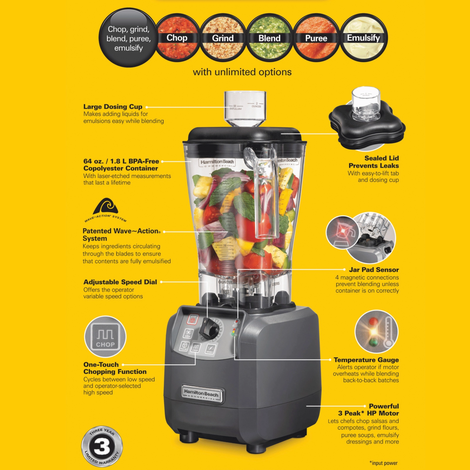 Blender kuchenny Expeditor HBF600R-CE, 1,8 l, szary | HAMILTON BEACH COMMERCIAL,  HBF600R-CE
