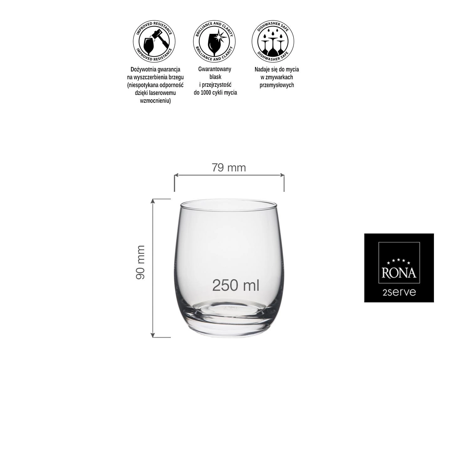 Szklanka, 250 ml | RONA, Lunar