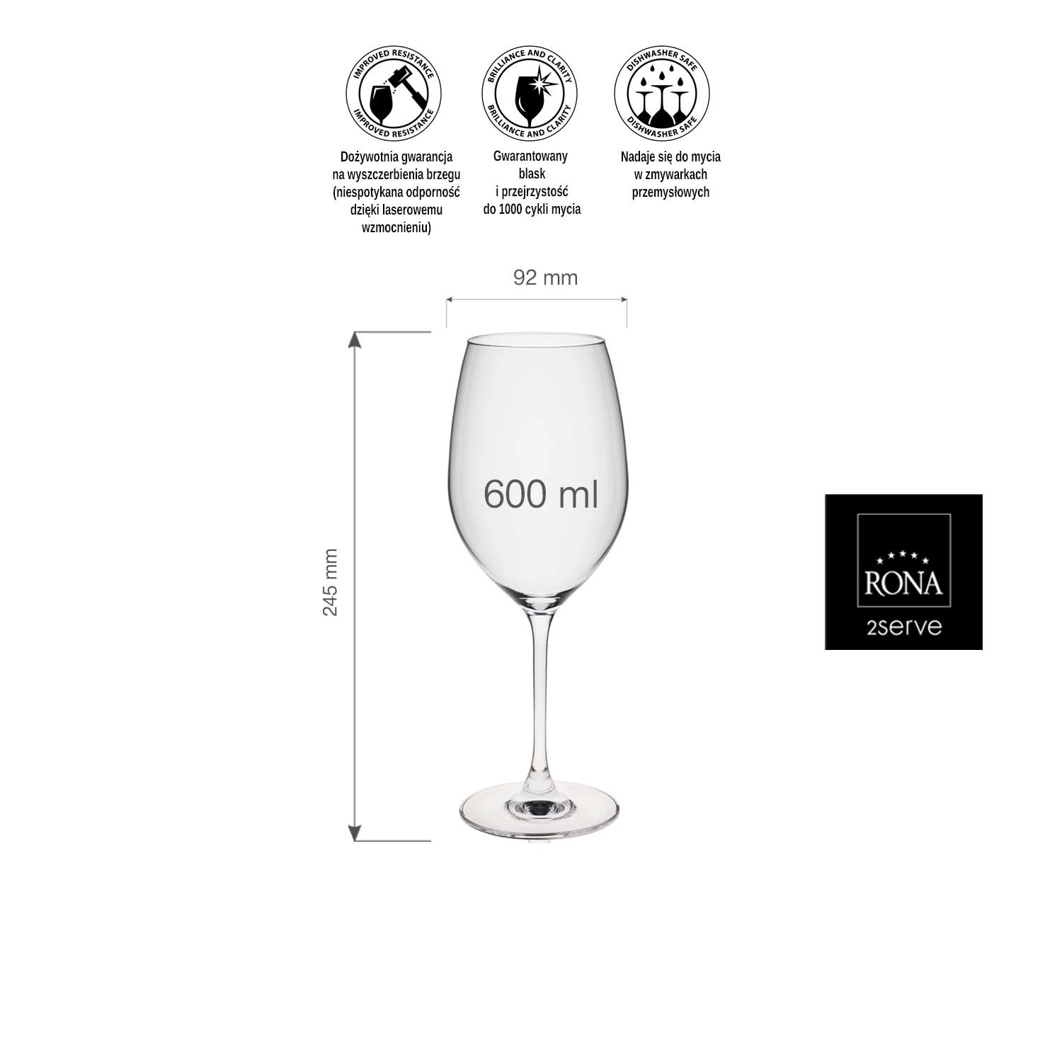 Kieliszek do wina bordeaux, 600 ml | RONA, Le Vin