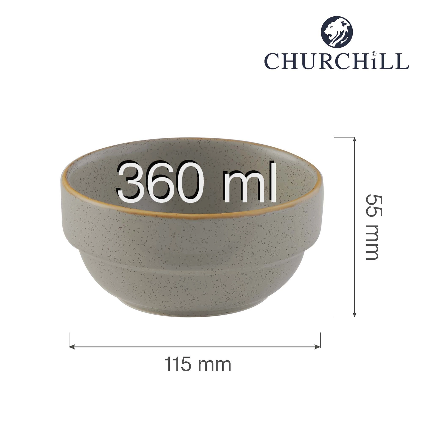 Miska sztaplowana, Ø115x55 mm, 360 ml | CHURCHILL, Stonecast Peppercorn Grey