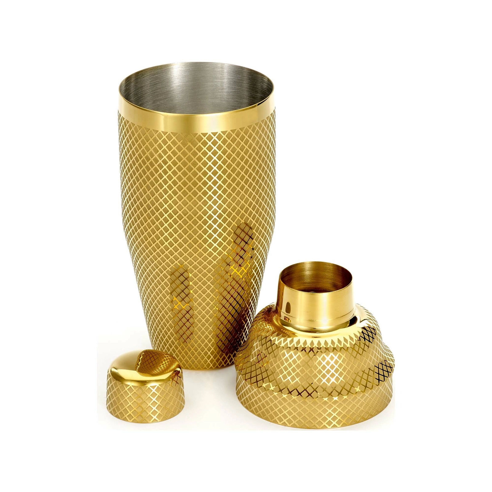 Shaker barmański 3-częściowy w stylu japońskim Diamond Lettice, ze stali nierdzewnej, złoty, 700 ml | BARFLY, Diamond Lettice