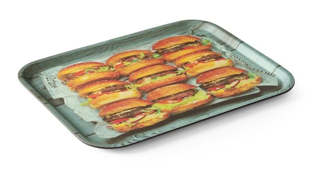Taca do serwowania 330x430 mm z nadrukiem "Tasty Burger", antypoślizgowa | HENDI, 508008