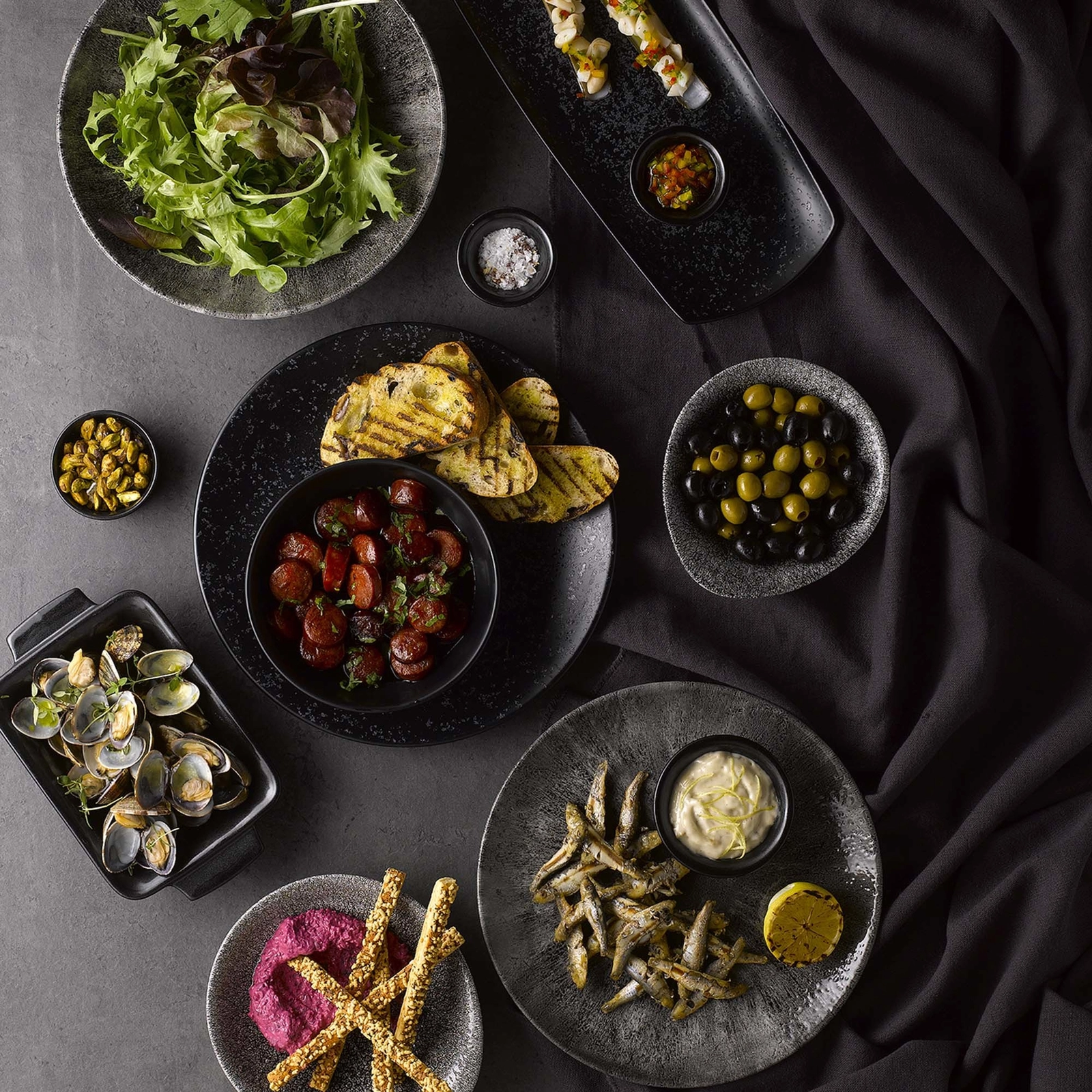 Miska coupe, 426 ml | CHURCHILL, Raku Quartz Black