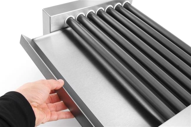 Podgrzewacz rolkowy do parówek jednostrefowy, 7 rolek, 230 V, 0,74 kW, 525×365×176 mm | HENDI, 268506