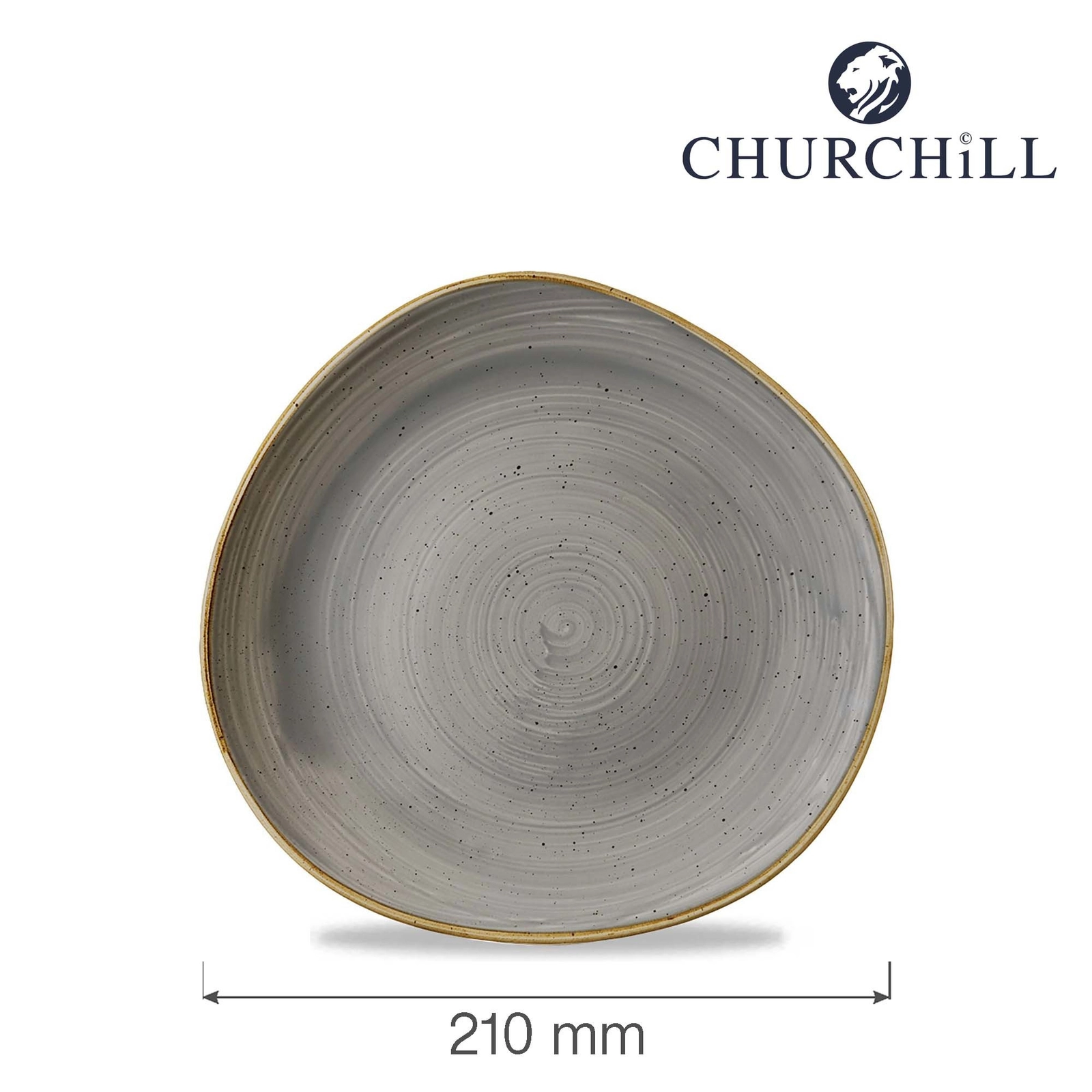 Talerz płytki o organicznym kształcie, Ø210 mm | CHURCHILL, Stonecast Peppercorn Grey