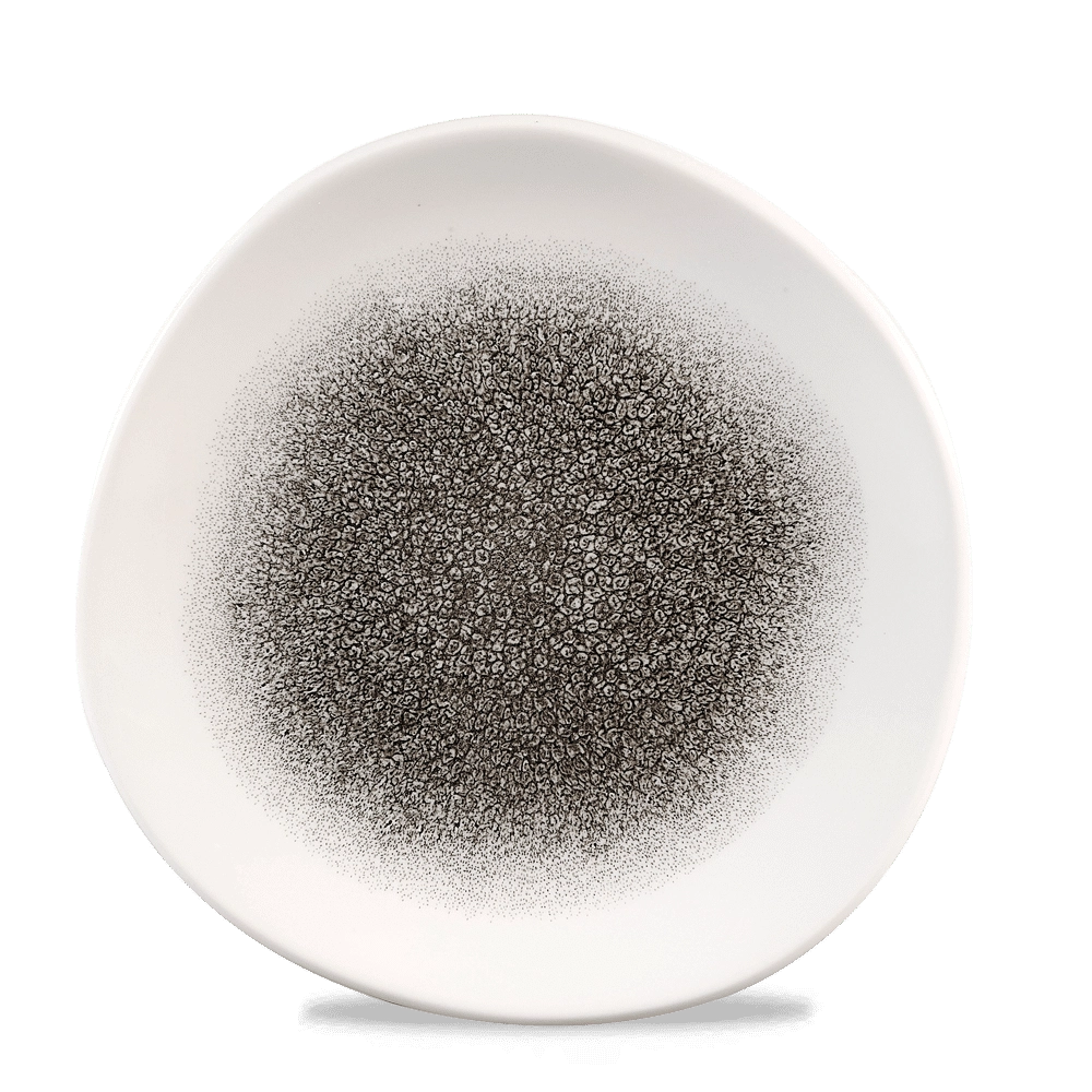 Talerz płytki o organicznym kształcie, Ø210 mm | CHURCHILL, Raku Quartz Black