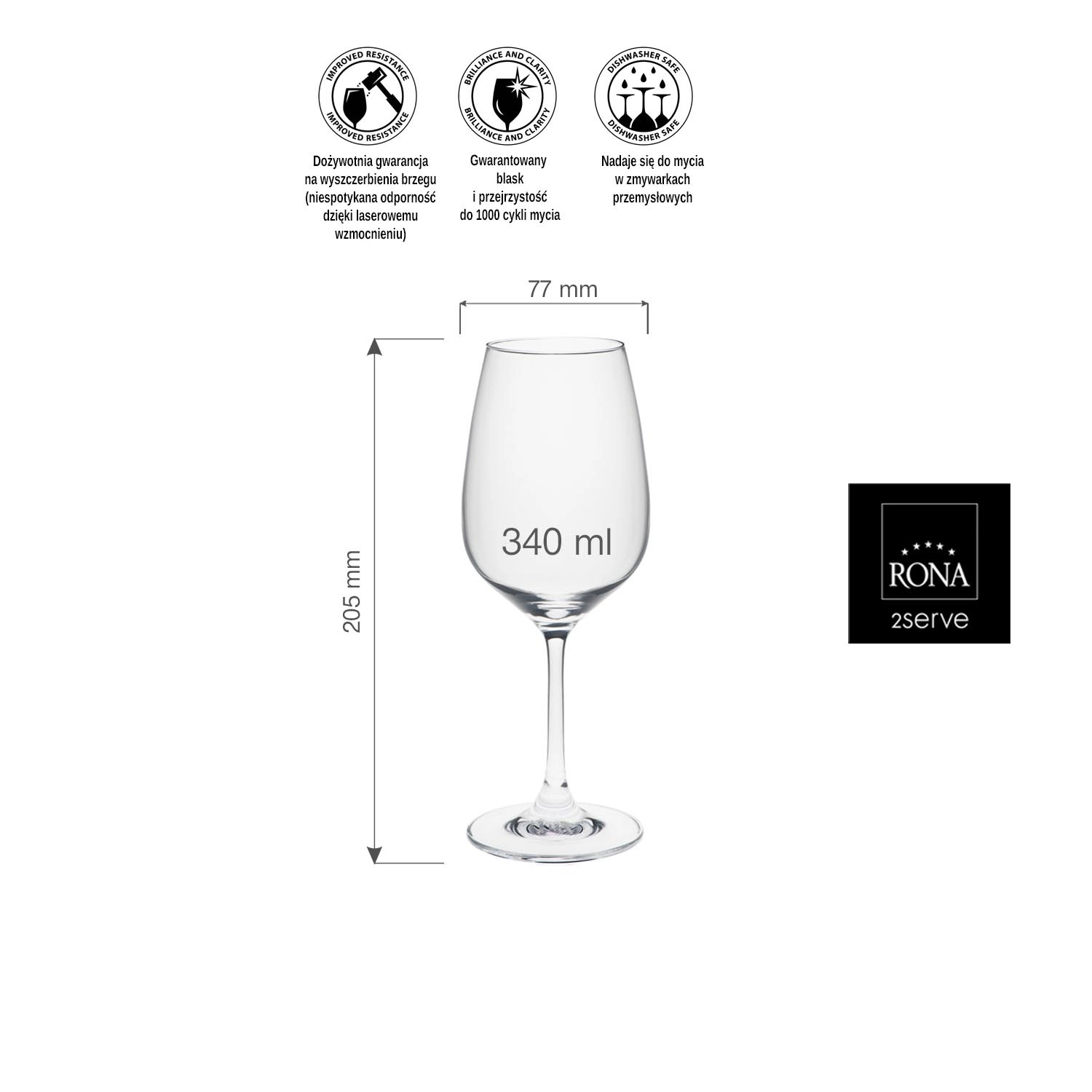 Kieliszek do wina, 340 ml | RONA, Ratio