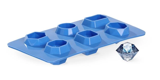Forma do kostek lodu w kształcie kamienia szlachetnego, niebieska, zestaw 2 szt., 190x105x30 mm | BARUP, 679012
