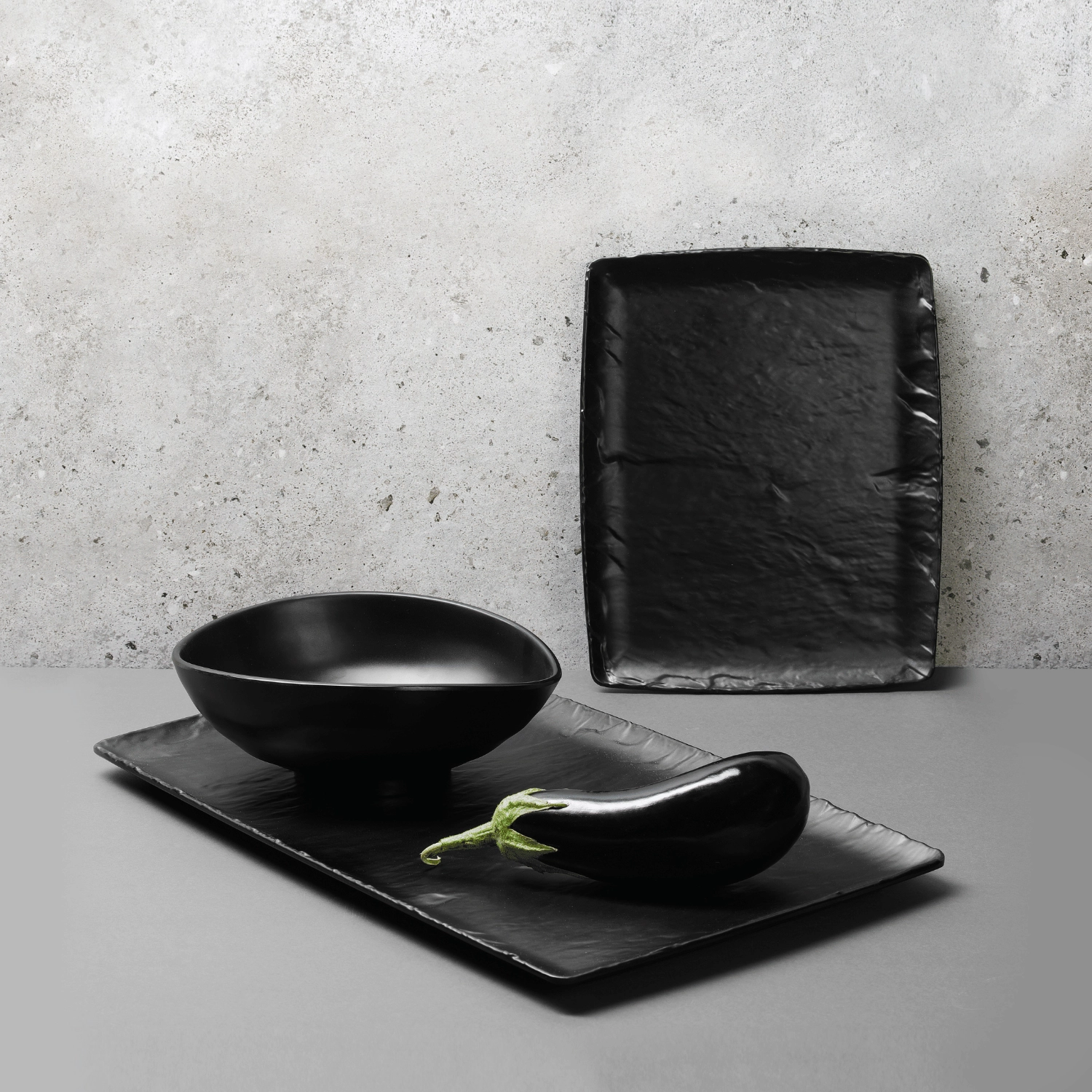 Półmisek z melaminy GN 1/3, 176×325 mm, czarny | FINE DINE, Rock