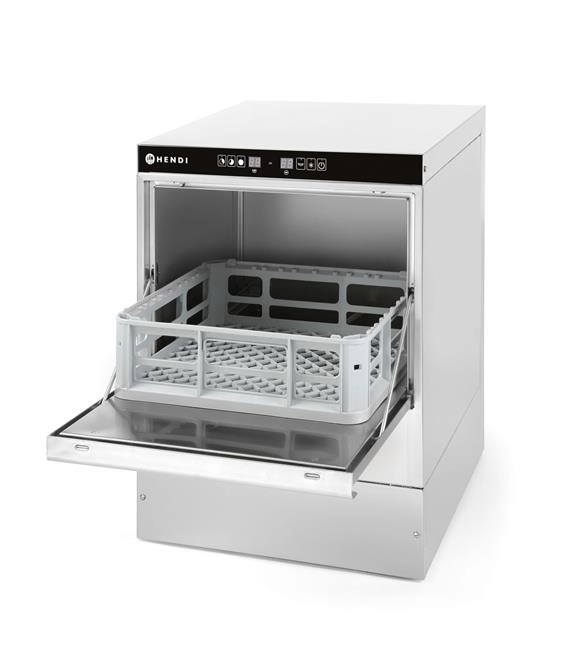 Zmywarka do naczyń 500x500 mm, z dozownikiem detergentu i pompą spustową, sterowana elektromechanicznie, 400 V, 6,6 kW, 576x645x837 mm | HENDI, 233054
