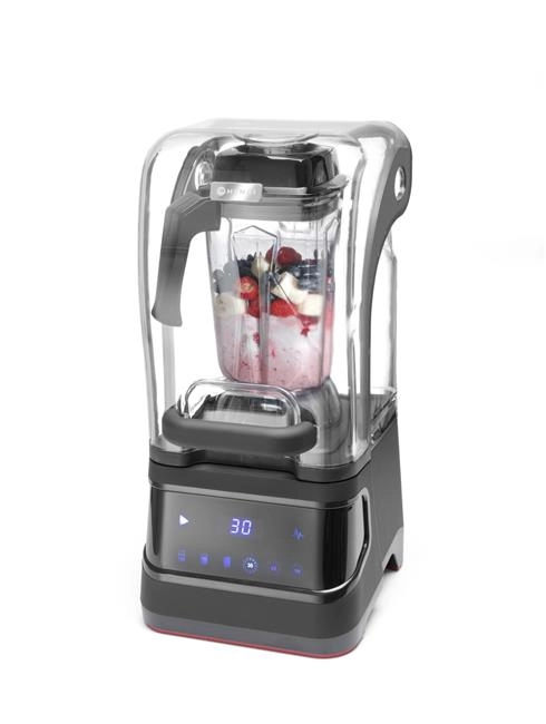 Blender barmański elektroniczny z obudową wyciszającą, 2,5 l, 1,68 kW, 220-240 V, 250x300x546 mm, czarny | HENDI, 230695