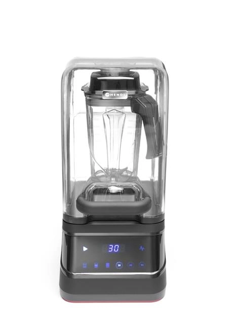 Blender barmański elektroniczny z obudową wyciszającą, 2,5 l, 1,68 kW, 220-240 V, 250x300x546 mm, czarny | HENDI, 230695