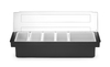 Pojemnik barmański na dodatki do drinków z 5 wkładami z polipropylenu, czarny, 480x150x100 mm | BARUP, 552131