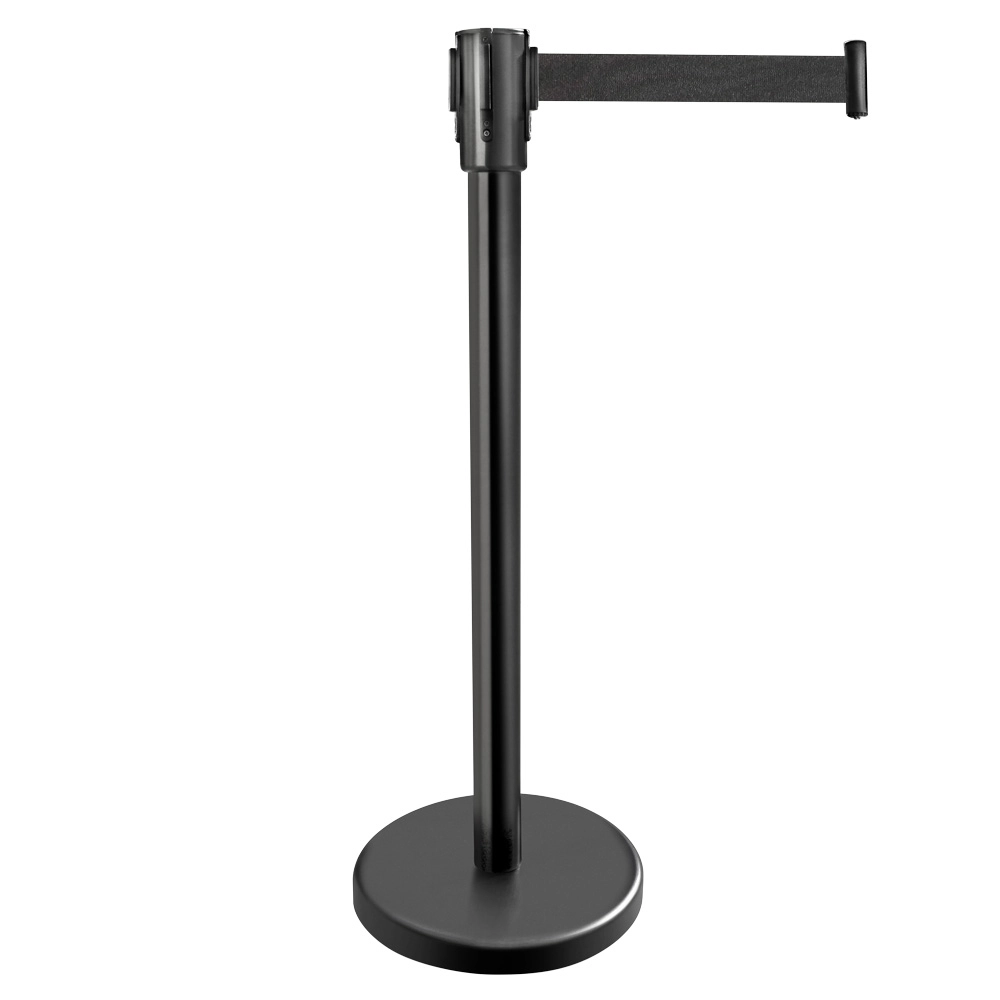 Słupek hotelowy z taśmą zwijaną, czarny, Ø300x900 mm | STALGAST, 689011