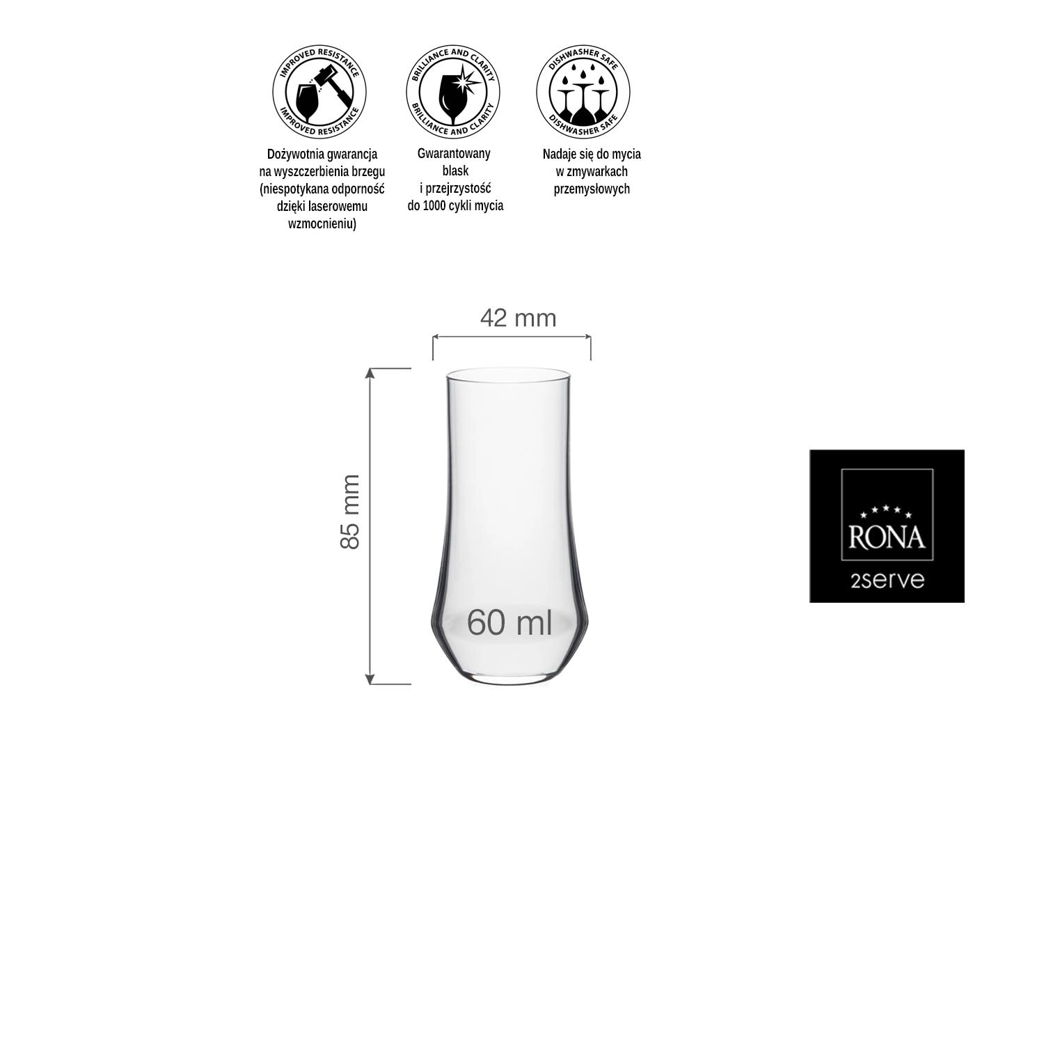Kieliszek shot, 60 ml | RONA, Eclipse