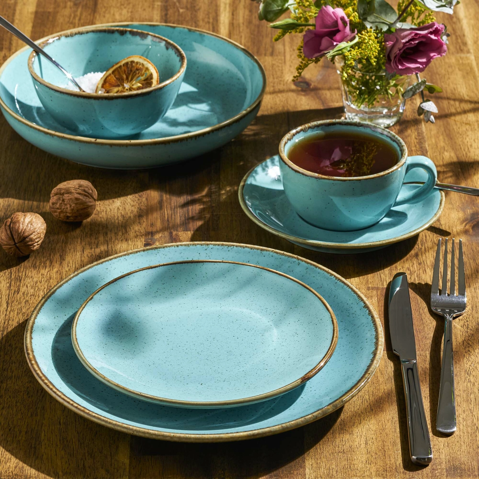 Miska płytka, Ø220 mm, błękitna, niebieska | PORLAND, Seasons Laguna