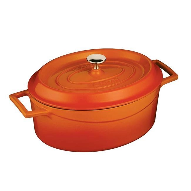 Garnek żeliwny owalny 250×310 mm, 7060 ml, pomarańczowy | LAVA, 832158