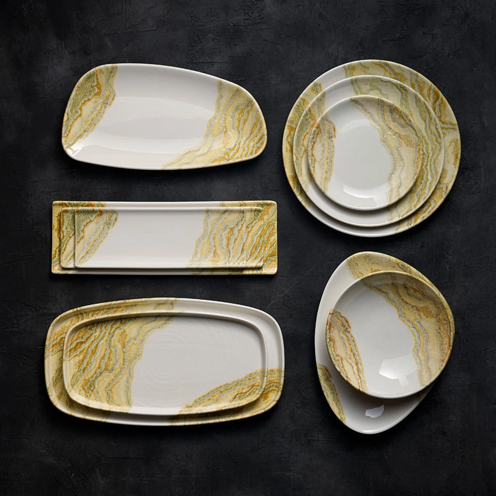 Talerz podłużny szefa kuchni, 350×190 mm | CHURCHILL, Tide Gold