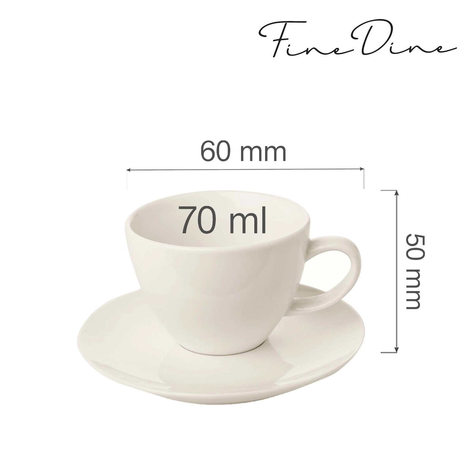 Filiżanka ze spodkiem do espresso, 70 ml | FINE DINE, Crema