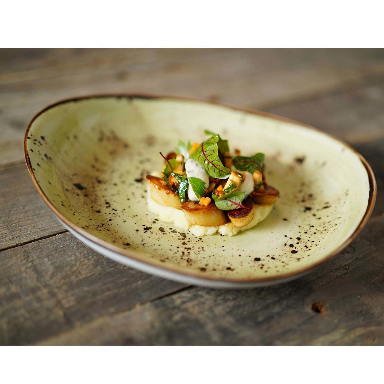 Talerz o organicznym kształcie, 350x210 mm, zielony | FINE DINE, Olive